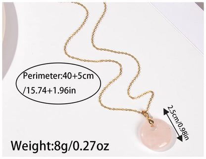 Natural blue dot jasoper round pendant - Necklace - Gold - 18"