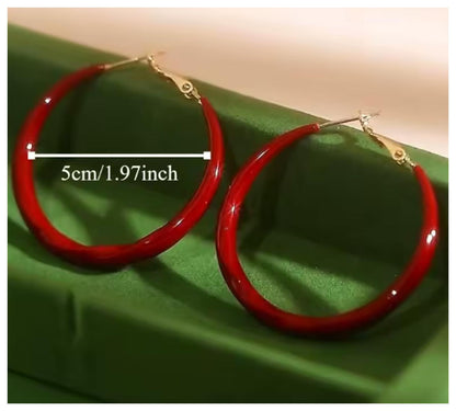 Large green hoop - Earrings - Gold - 2"