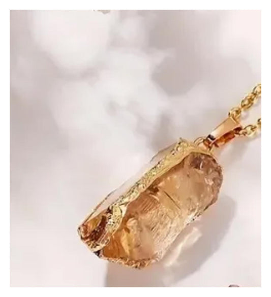Natural irregular citrine Necklace - Gold - 18" chain