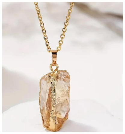 Natural irregular citrine Necklace - Gold - 18" chain