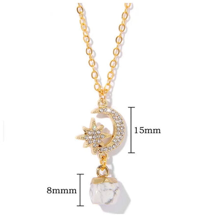 Natural white howlite Necklace - Gold - 18"