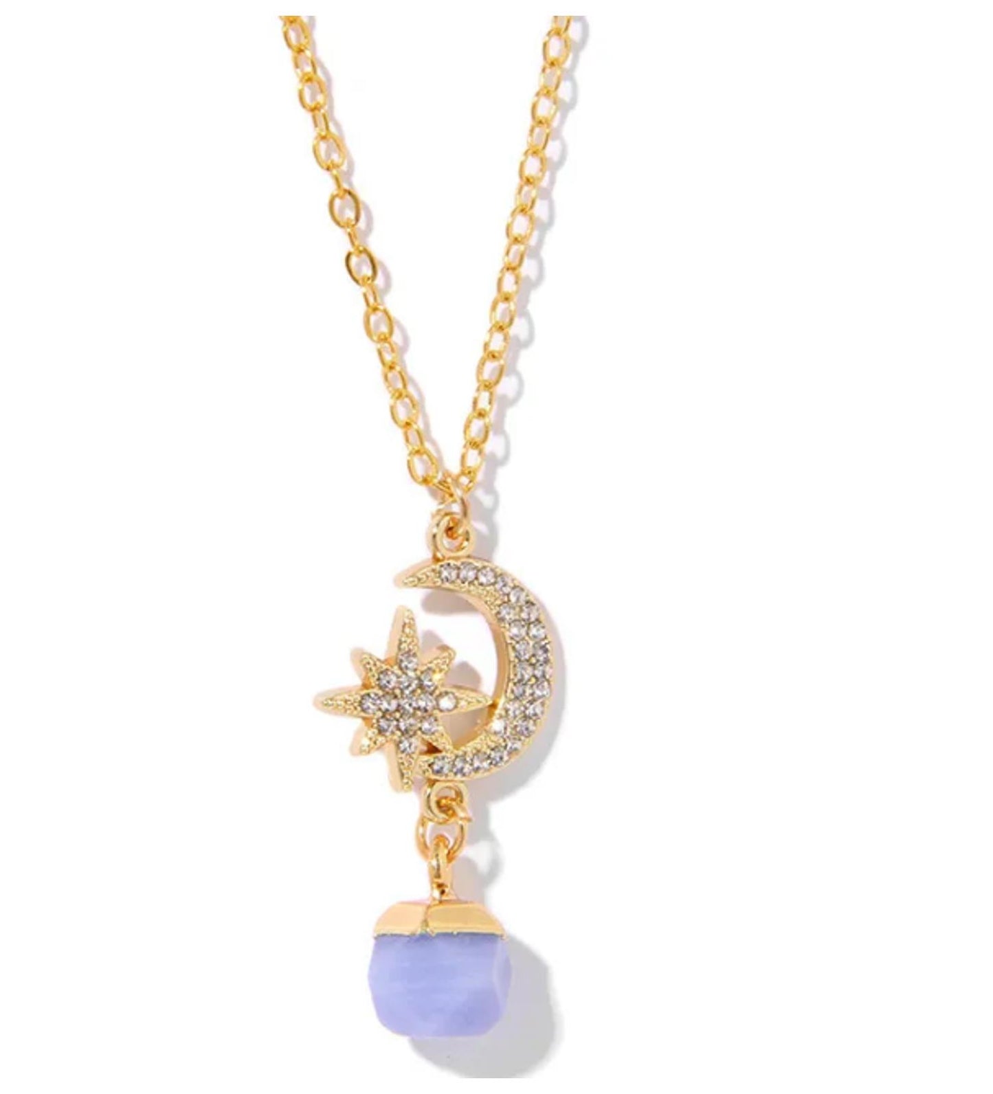 Natural purple agate Necklace - Gold - 18"