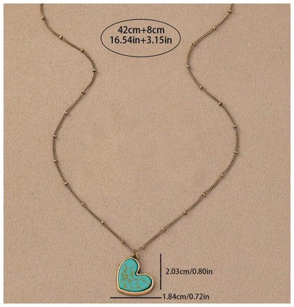 Turquoise colored heart Necklace - Silver - 18"