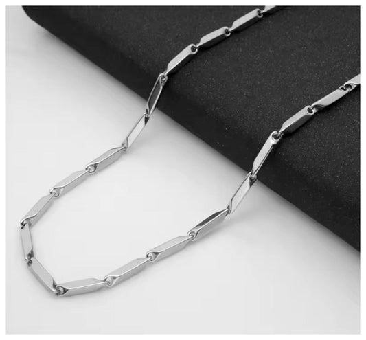 Diagonal link chain Necklace - Titainum Steel - 3mm 20"