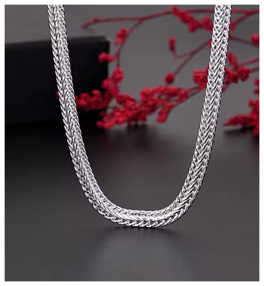 Woven snake chain Necklace - Silver - 5mm / 20"
