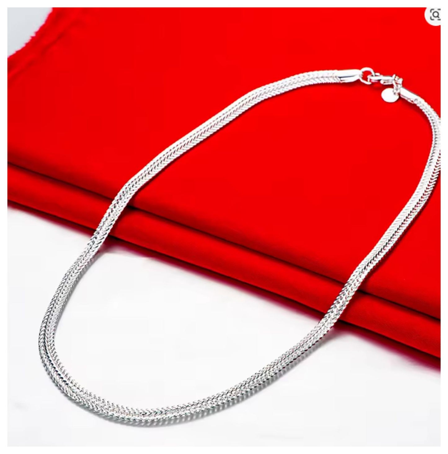 Woven snake chain Necklace - Silver - 5mm / 20"