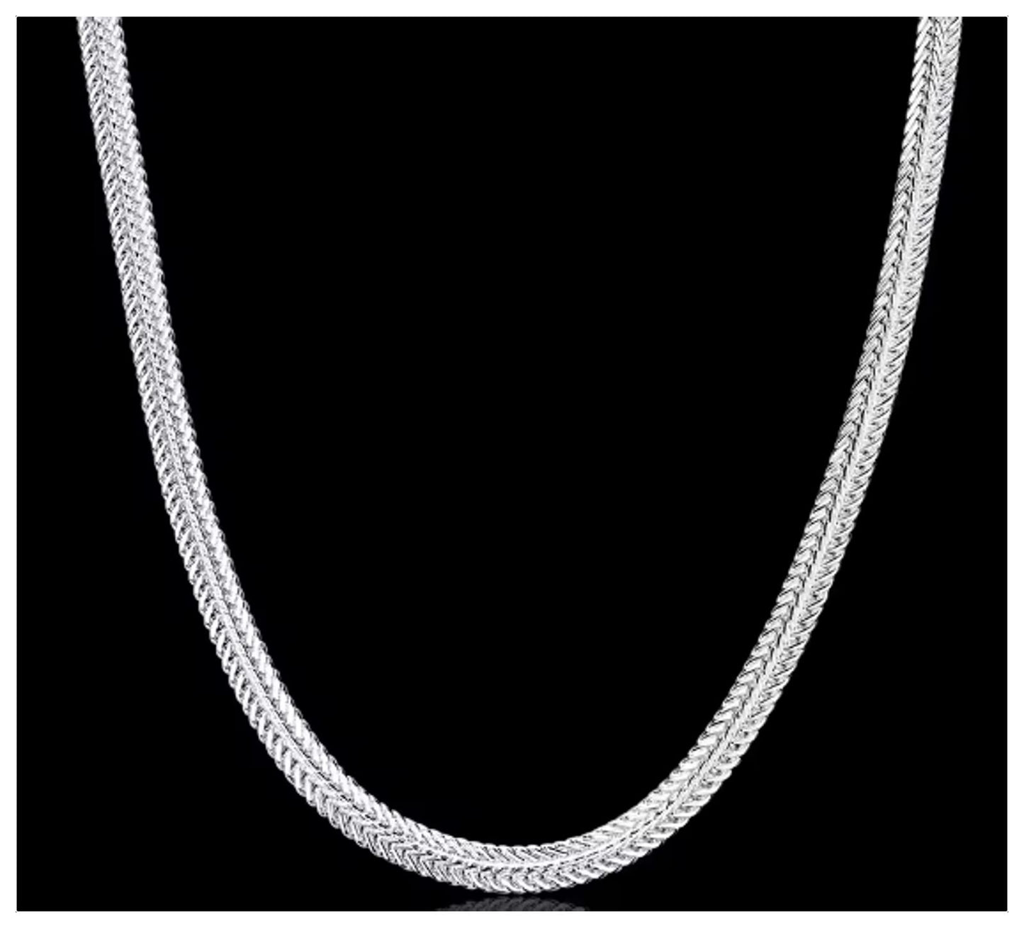 Woven snake chain Necklace - Silver - 5mm / 20"