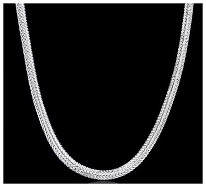 Woven snake chain Necklace - Silver - 5mm / 20"
