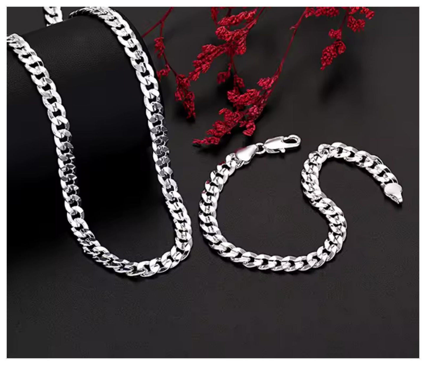 Flat Curb chain - Necklace - Silver - 7mm / 24"