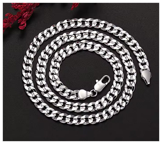 Flat Curb chain - Necklace - Silver - 7mm / 24"