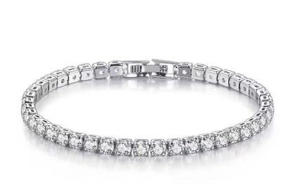 Tennis chain Bracelet - Silver - CZs - 4mm / 7"