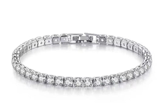 Tennis chain Bracelet - Silver - CZs - 4mm / 7"