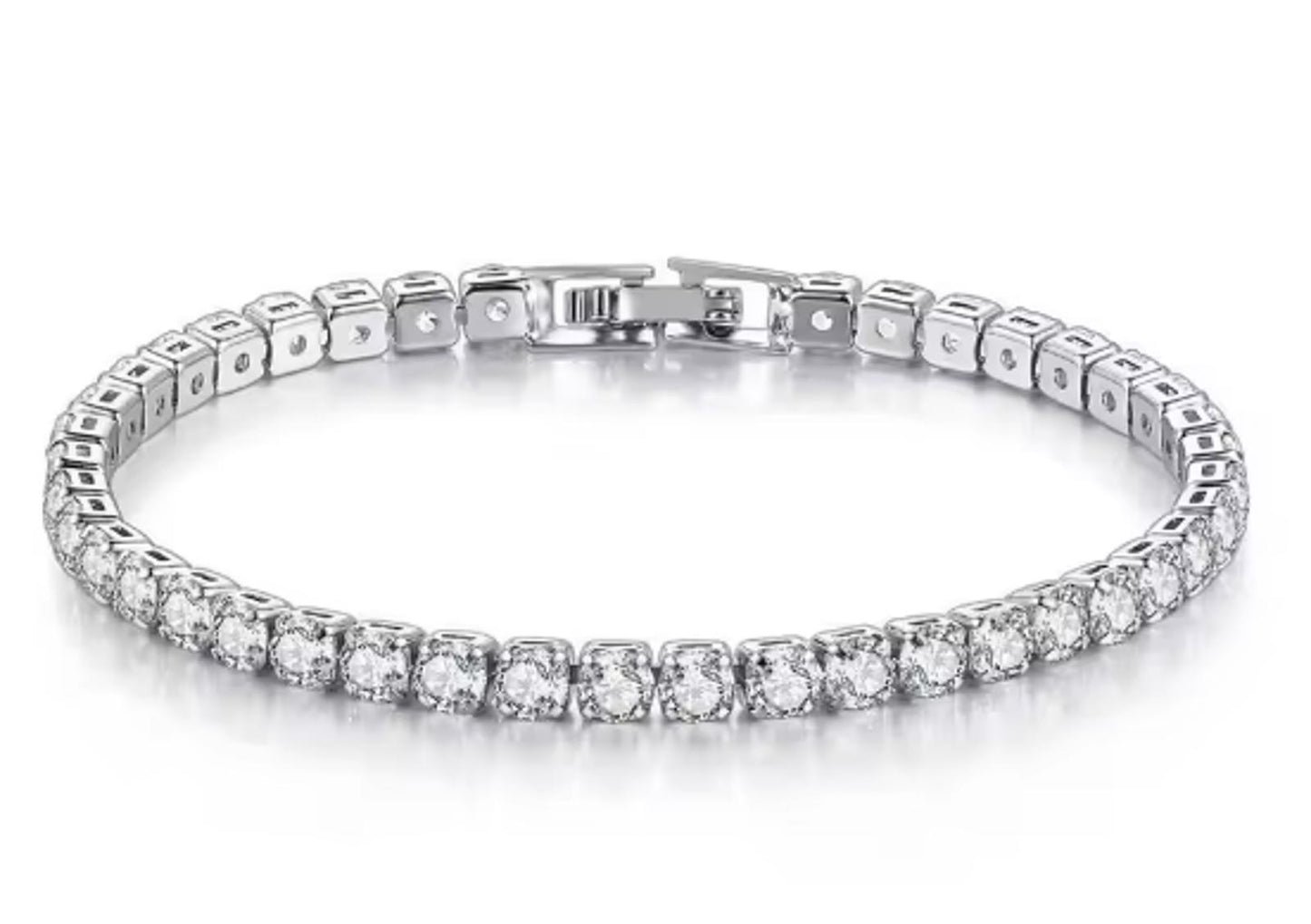Tennis chain Bracelet - Silver - CZs - 3mm / 7"