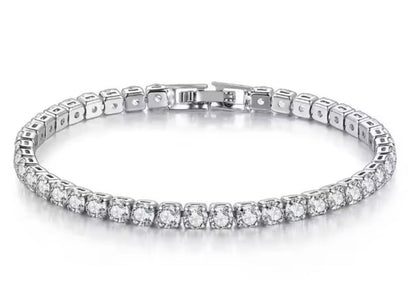 Tennis chain Bracelet - Silver - CZs - 3mm / 7"