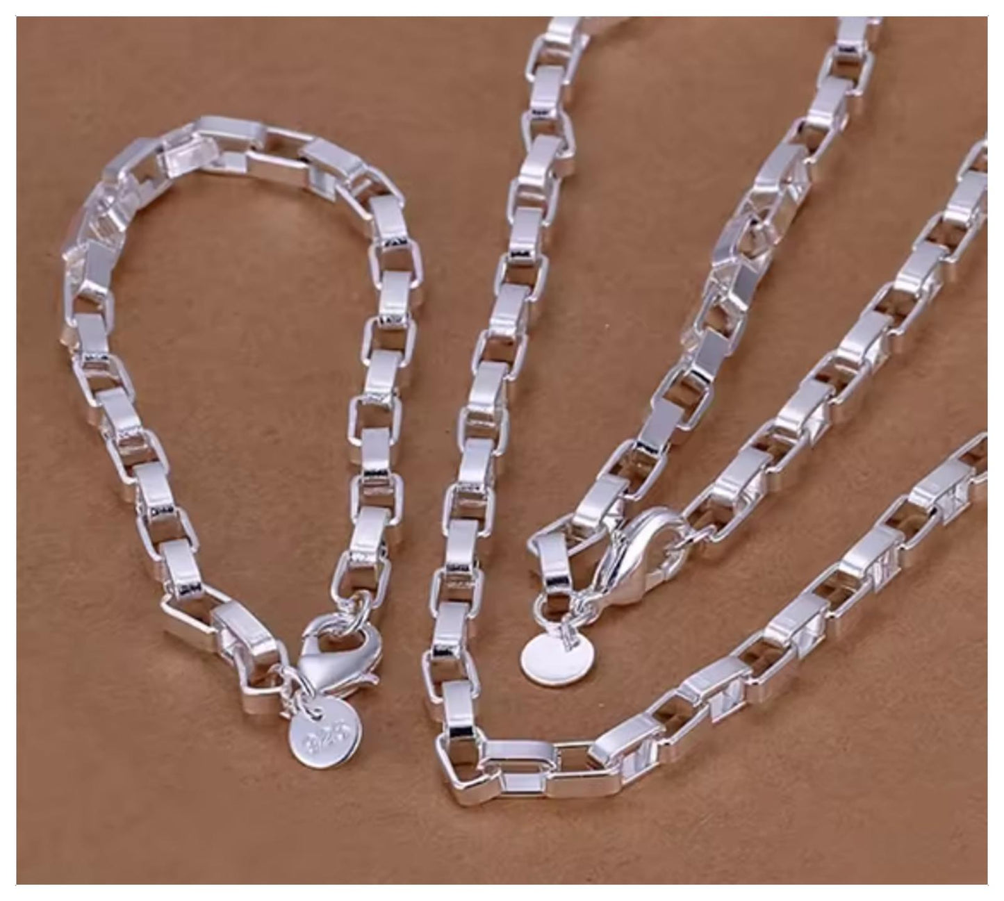 Long box chain Necklace - Silver - 4mm / 18"