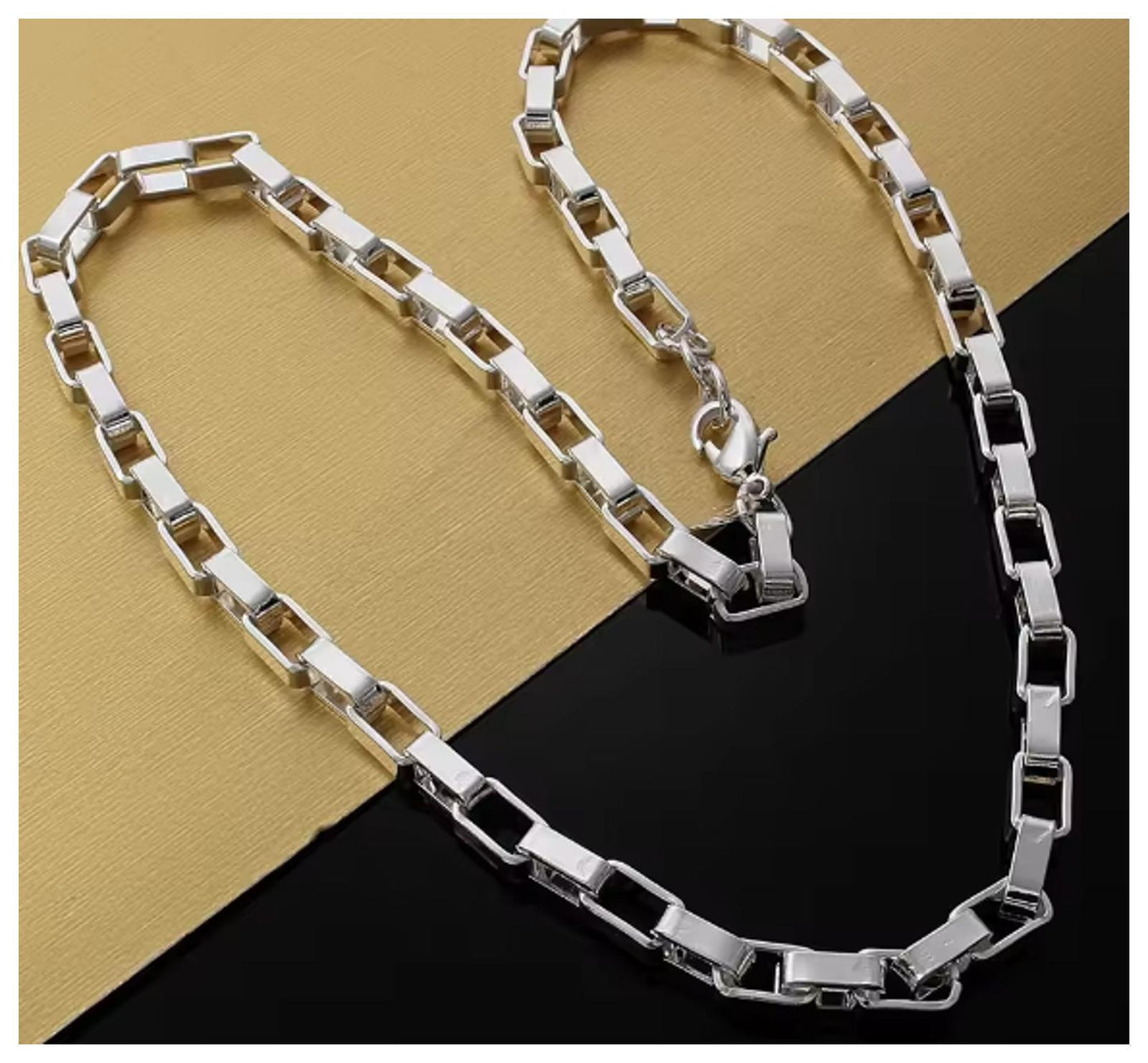Long box chain Necklace - Silver - 4mm / 18"