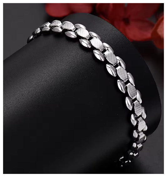 Texture link chain Bracelet - Silver - 8mm / 8-10"