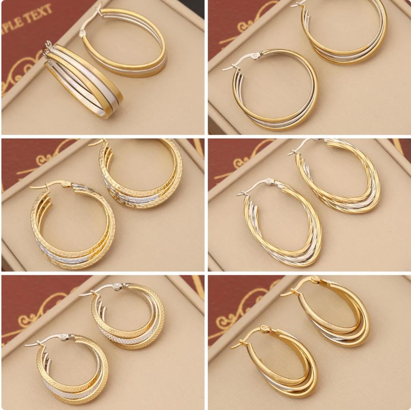 Two-tone hoop Earrings - Gold - 1.3"