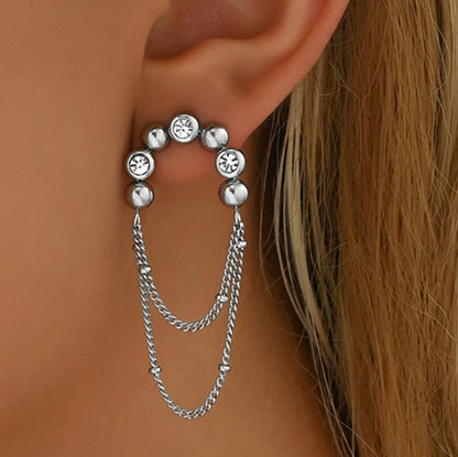 Vintage style french tassel Earrings - Silver - CZs - 2"