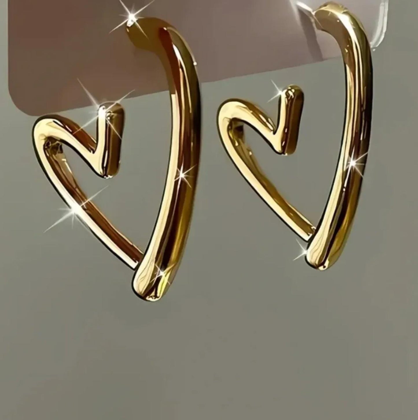 Abstract heart post Earrings - Gold - 1"