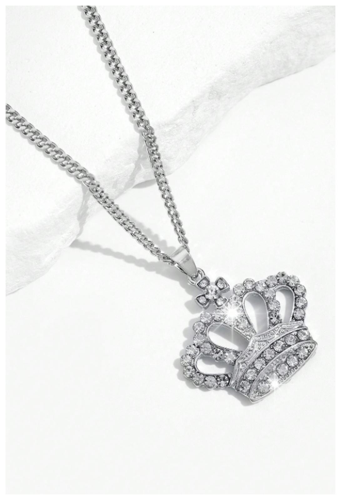 Bling crown - Necklace - Stainless Steel - CZs - 20"
