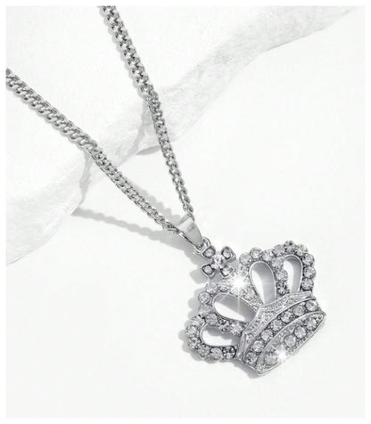 Bling crown - Necklace - Stainless Steel - CZs - 20"