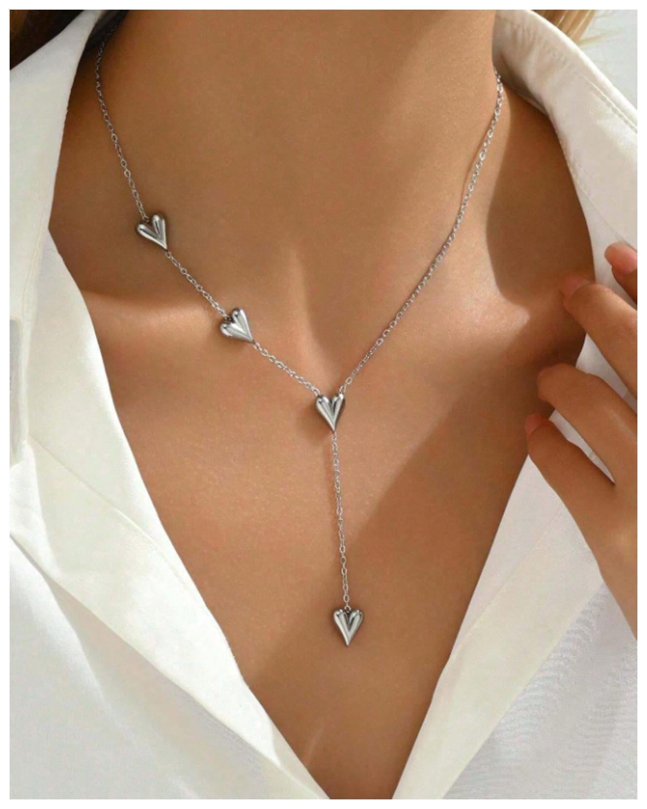 Heart Y-necklace - Necklace - Silver - 19"