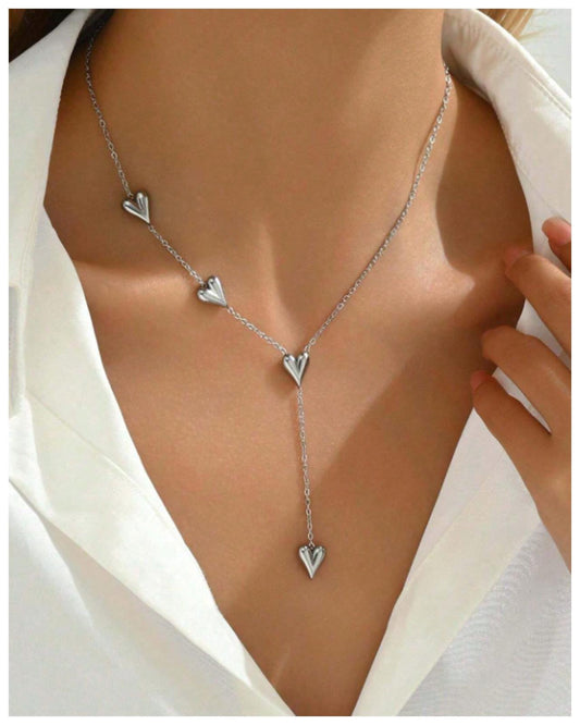 Heart Y-necklace - Necklace - Silver - 19"