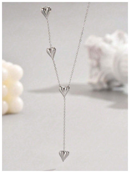 Heart Y-necklace - Necklace - Silver - 19"
