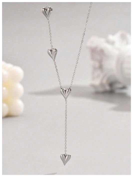 Heart Y-necklace - Necklace - Silver - 19"