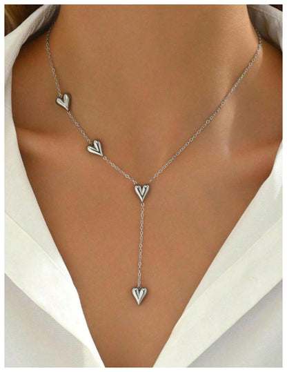 Heart Y-necklace - Necklace - Silver - 19"