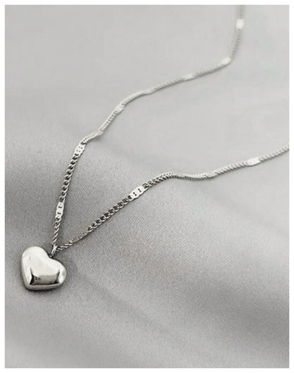 LOVE puff heart - Necklace - Silver - 18"