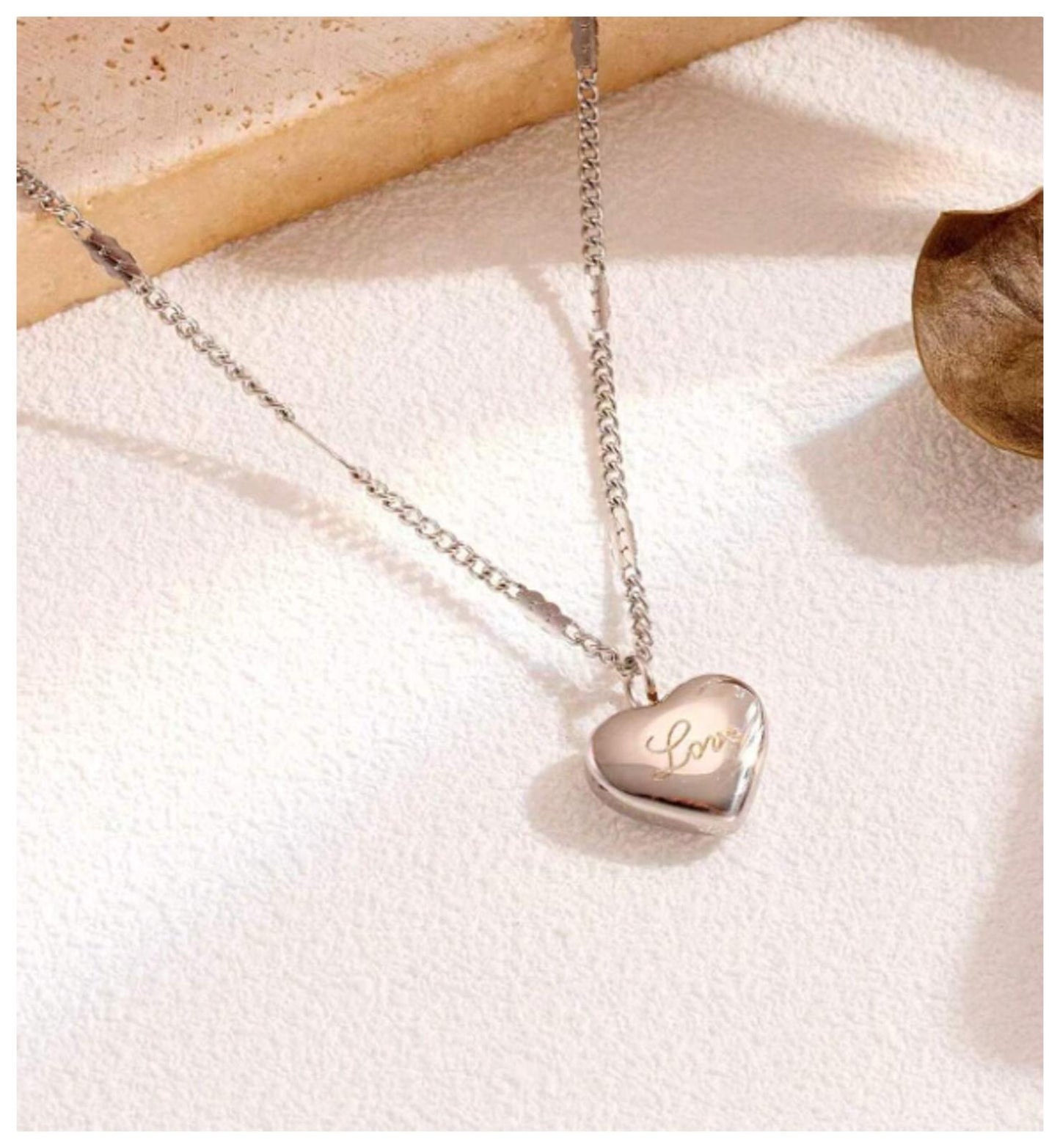 LOVE puff heart - Necklace - Silver - 18"