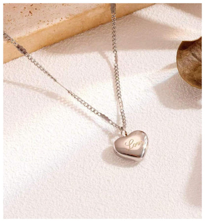 LOVE puff heart - Necklace - Silver - 18"