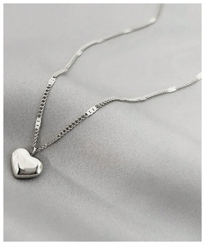 LOVE puff heart - Necklace - Silver - 18"