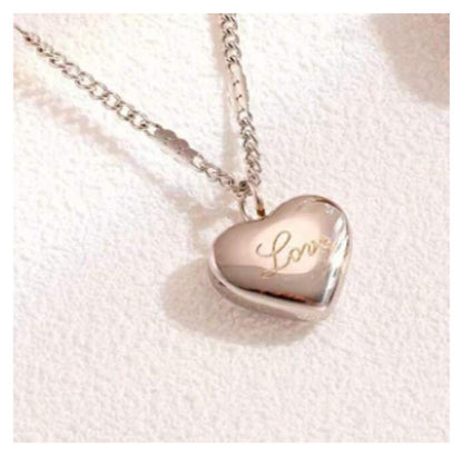 LOVE puff heart - Necklace - Silver - 18"