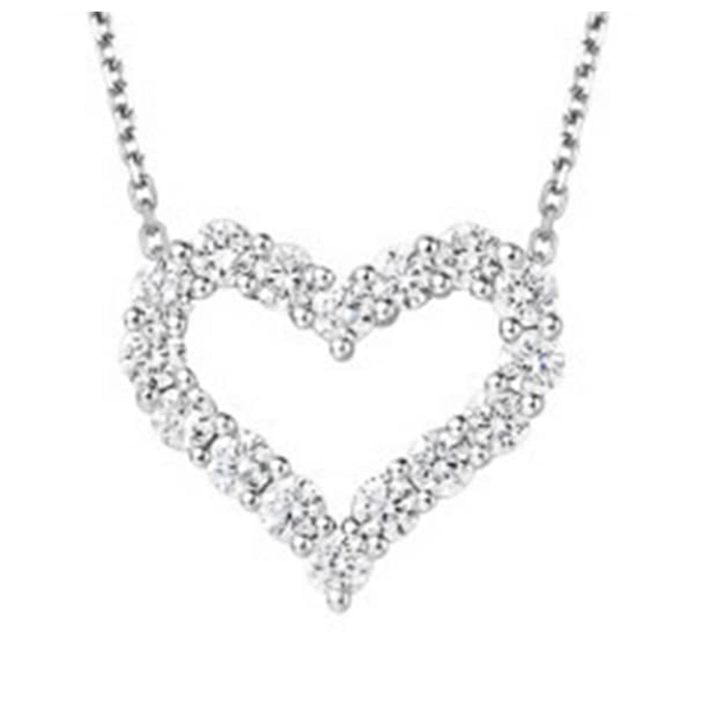 Petite sparkle heart - Necklace - Silver - CZs - 18"