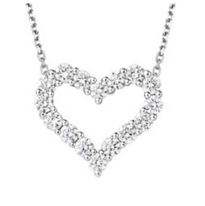 Petite sparkle heart - Necklace - Silver - CZs - 18"