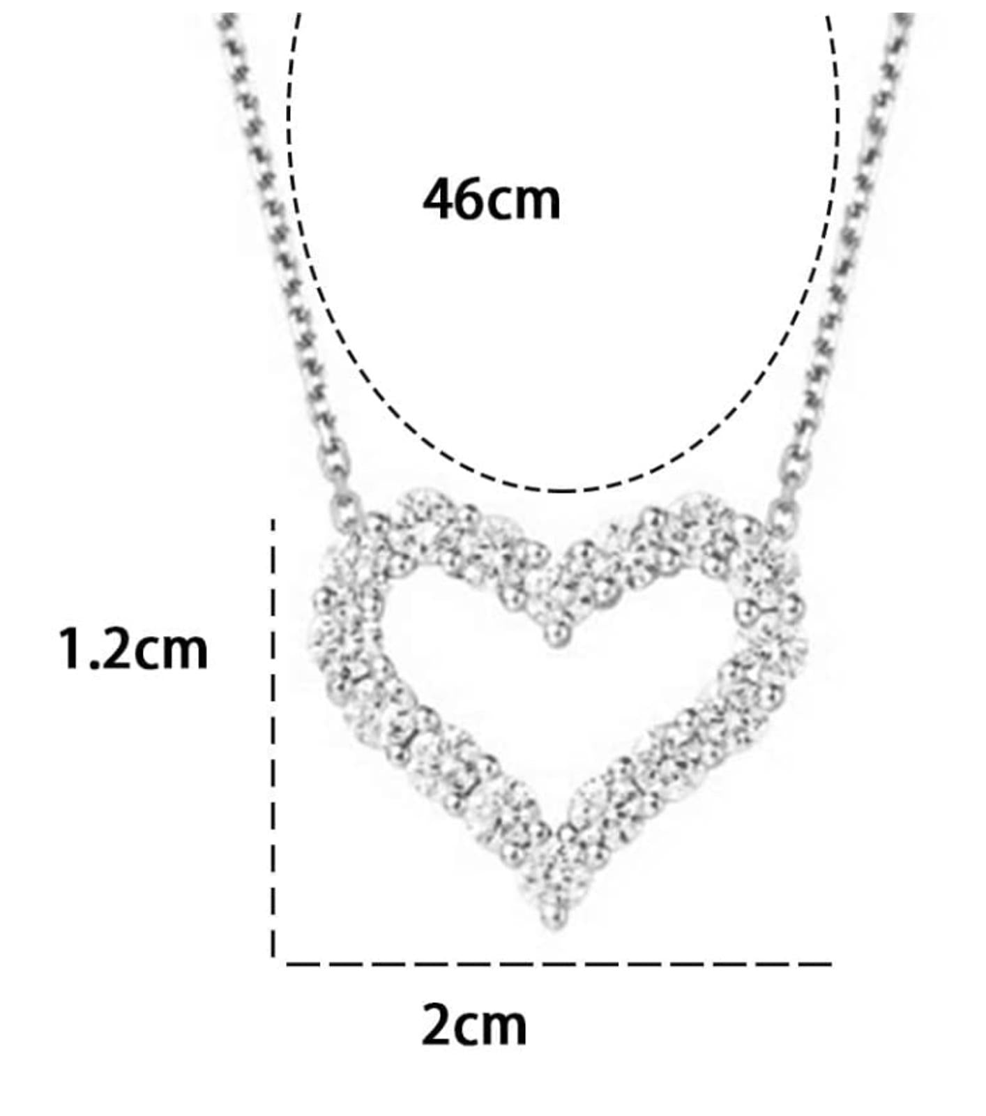 Petite sparkle heart - Necklace - Silver - CZs - 18"