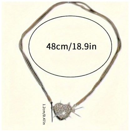 Heart clasp magnetic - Necklace - Silver - CZs - 19"