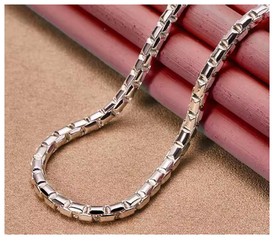 Round box chain - Necklace - Silver - 4mm / 18"
