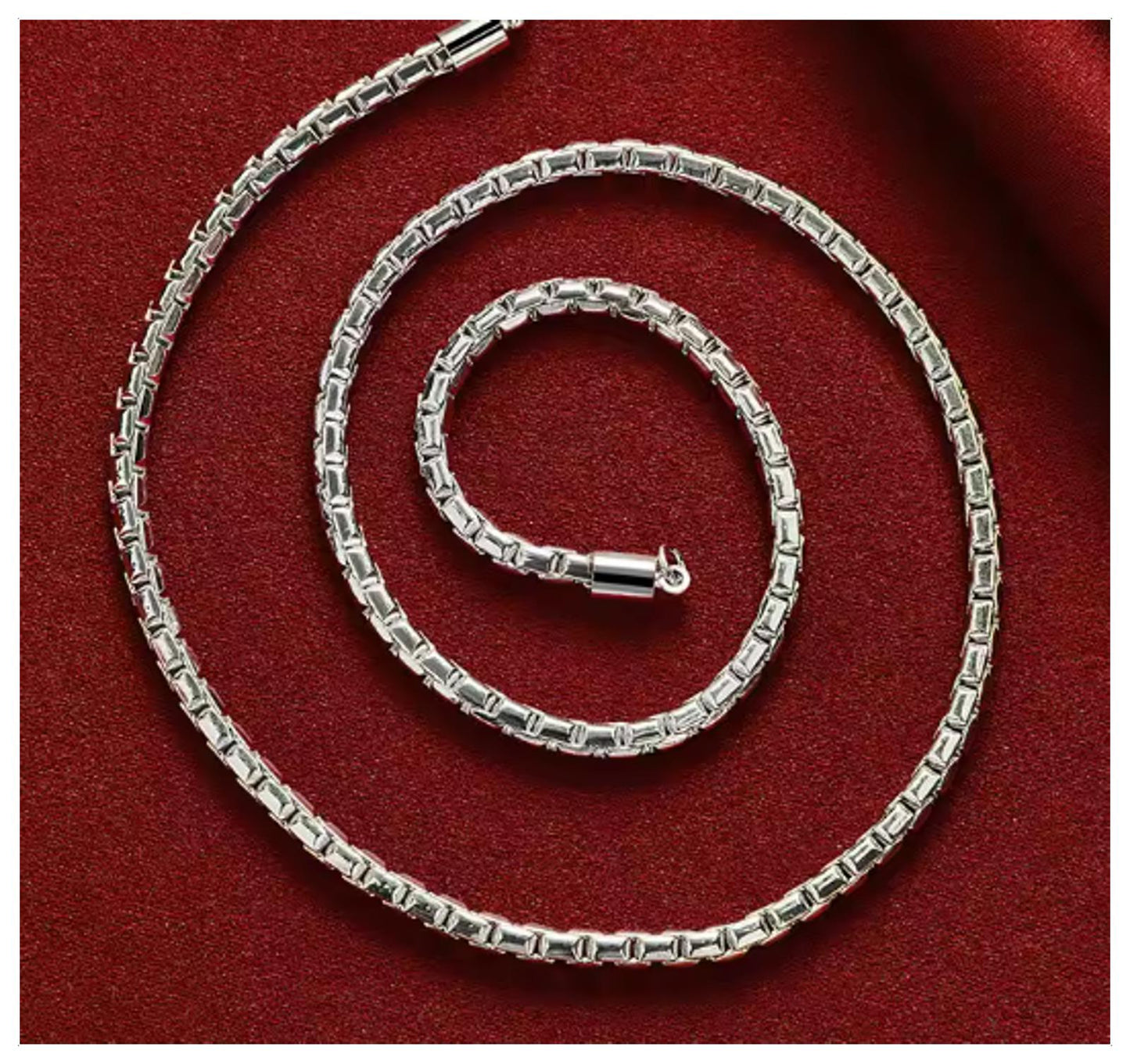Round box chain - Necklace - Silver - 4mm / 18"