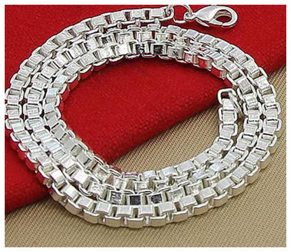Box chain - Necklace - Silver - 4mm / 18"