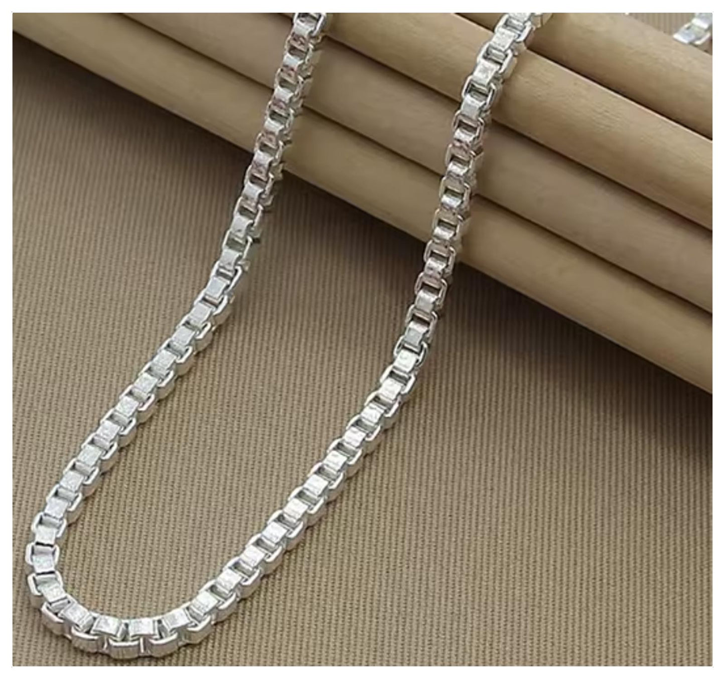 Box chain - Necklace - Silver - 4mm / 18"