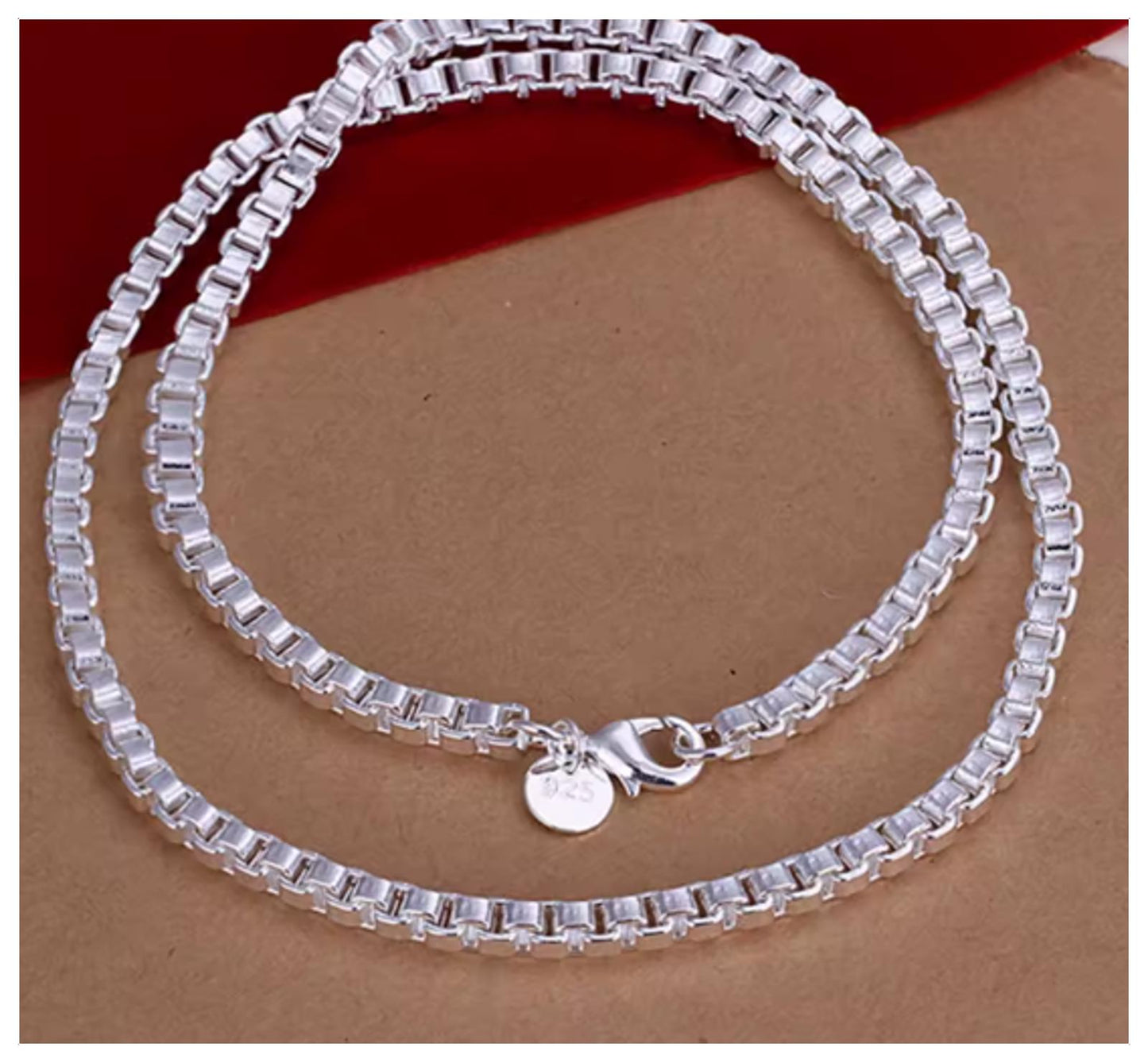 Box chain - Necklace - Silver - 4mm / 18"