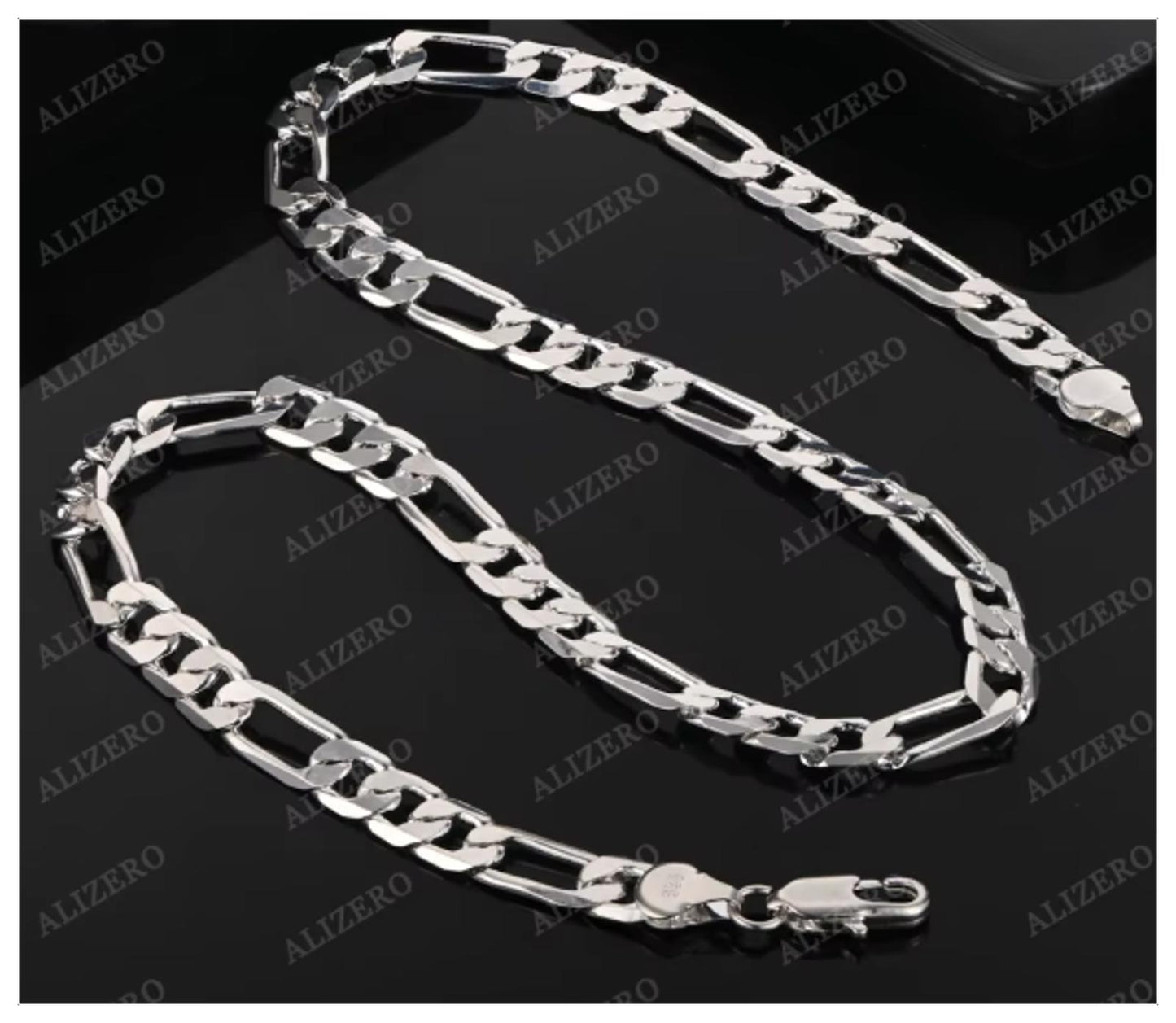 Figaro chain necklace - silver - 12mm 24"