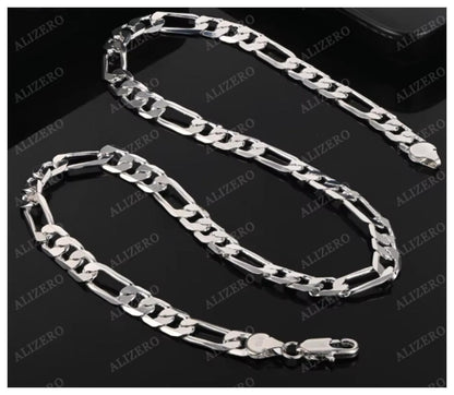 Figaro chain necklace - silver - 12mm 24"
