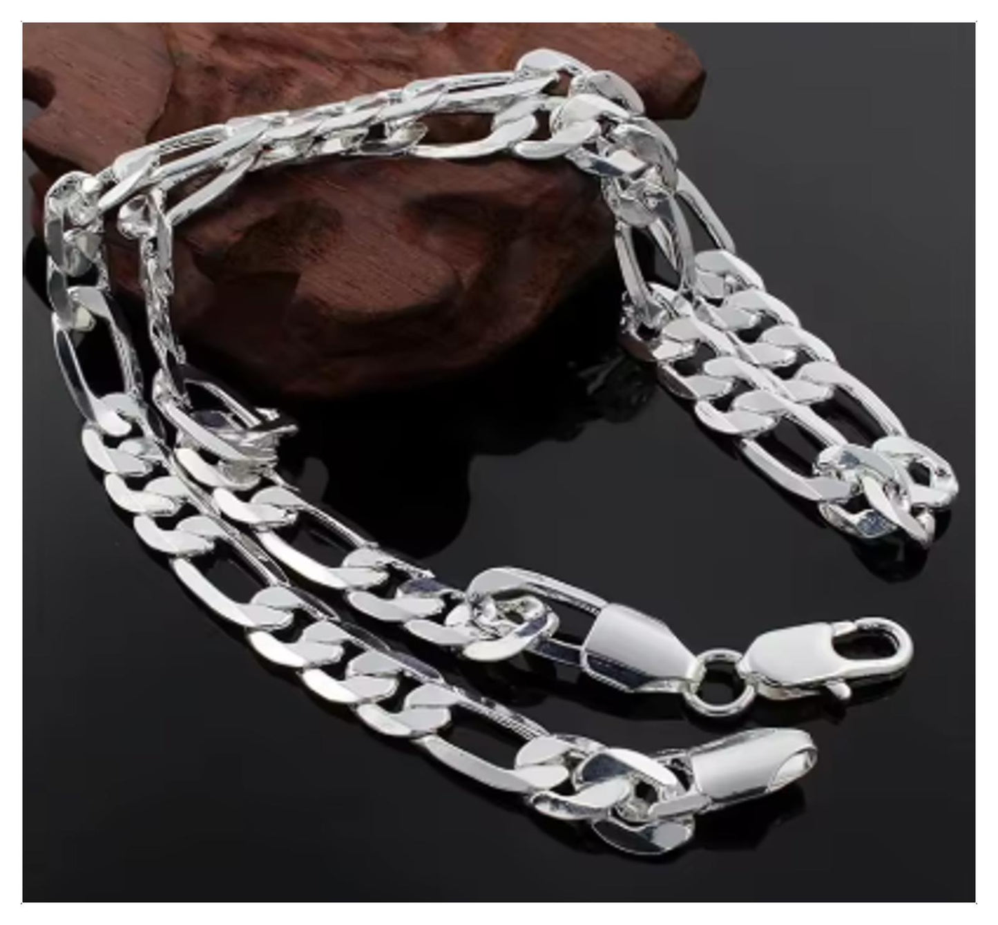 Figaro chain necklace - silver - 12mm 24"