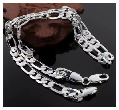 Figaro chain necklace - silver - 12mm 24"