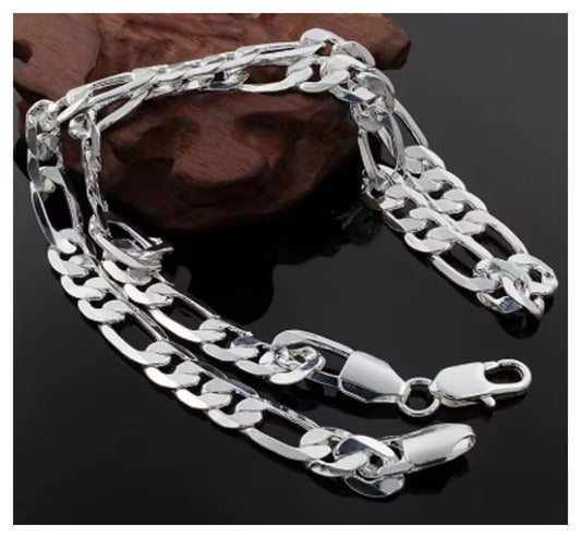 Figaro chain necklace - silver - 12mm 24"